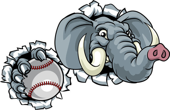 Elephant Baseball Ball Sports Animal Mascot