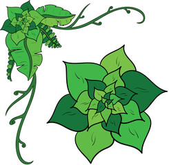 Abstract green plant object illustration for decoration, frame, feed, landing page and additional design component