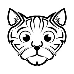 Black and white line art of cute cat head. Good use for symbol, mascot, icon, avatar, tattoo,T-Shirt design, logo or any design.