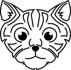 Black and white line art of cute cat head. Good use for symbol, mascot, icon, avatar, tattoo,T-Shirt design, logo or any design.