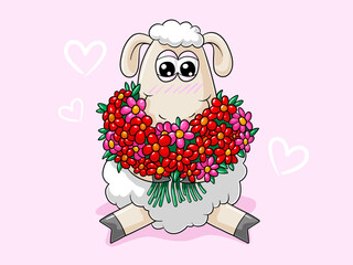 Blumenstrauß Comic Schaf