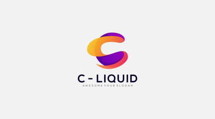 Letter c liquid vector logo design icon illustration