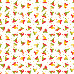 Pattern With Elf Christmas Hats