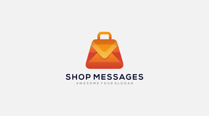 Shopping message vector logo design template