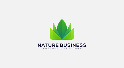 financial Nature growth leaves logo design vector 