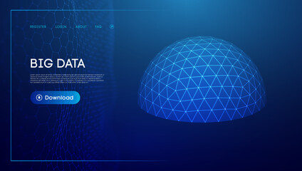 Big data sphere shield. Protect dome energy field. Technology background.