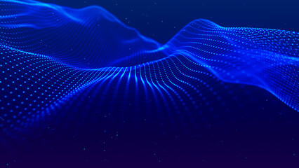 Abstract background with a dynamic wave. Futuristic wave with dots. Big data concept. Abstract technology background. 3D rendering.