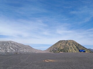 Mount Bromo against blue sky background