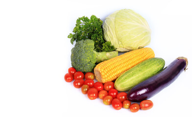 Healthy Food Fresh Vegetables on isolated white background.