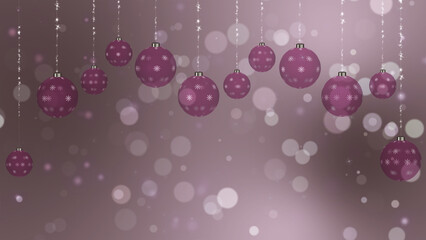 Pink Winter Ornaments. Winter holidays background with pink elegant ornaments, illustration card.
