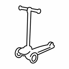 "Three wheeled kick scooter for children" vector outline object