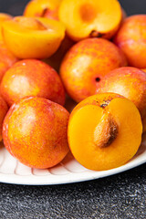 Mirabell plums french fruit snack healthy meal food snack on the table copy space food background rustic top view