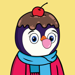 Penguin characters vector NFT art design. Penguin 3d character in cute and friendly face with santa hat, gift and skate elements for NFT collection design. Vector illustration. penguin NFT artwork. 