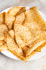 thin pancake crepe sweet delicious snack healthy meal food snack on the table copy space food background
