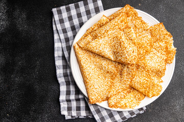 thin pancake crepe sweet delicious snack healthy meal food snack on the table copy space food background