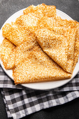 thin pancake crepe sweet delicious snack healthy meal food snack on the table copy space food background