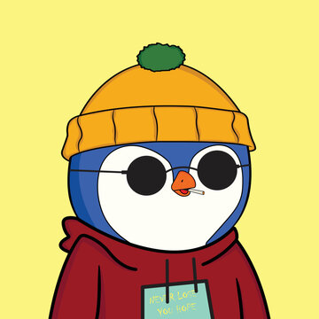 Penguin characters vector NFT art design. Penguin 3d character in cute and friendly face with santa hat, gift and skate elements for NFT collection design. Vector illustration. penguin NFT artwork. 
