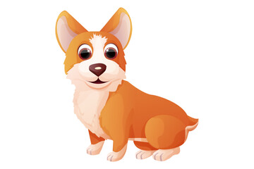 Cute corgi dog sitting, adorable pet in cartoon style isolated on white background. Comic emotional character, funny pose
