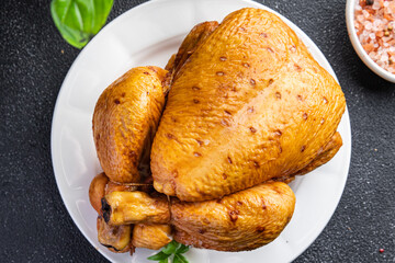 chicken or turkey baked holiday bird dish snack meal food snack diet on the table copy space food background rustic top view