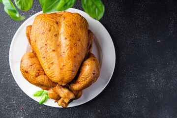chicken or turkey baked holiday bird dish snack meal food snack diet on the table copy space food background rustic top view