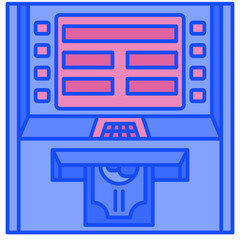 atm machine blue line icon