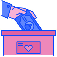 donation blue line icon