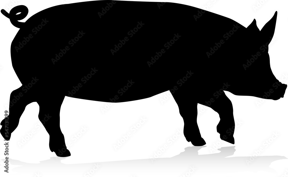 Poster Pig Silhouette Farm Animal