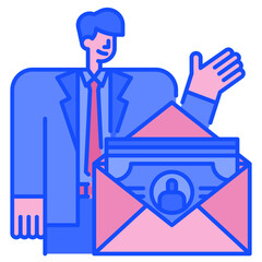 salary blue line icon