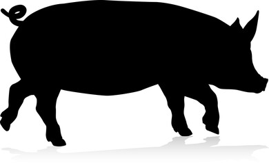 Pig Silhouette Farm Animal