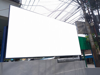 mockup of empty billboards on the side of the highway, blank advertising poster templates, information banner placeholder mock ups