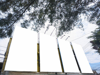 mockup of empty billboards on the side of the highway, blank advertising poster templates, information banner placeholder mock ups