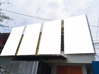 mockup of empty billboards on the side of the highway, blank advertising poster templates, information banner placeholder mock ups