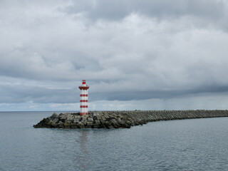 3d like lighthouse under cloudy sky, Terceira,  Praia da Vittoria