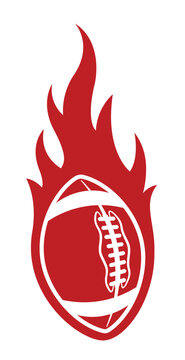 Rugby ball vector image with tribal fire flame American football car sticker motorcycle decal and sport logo template