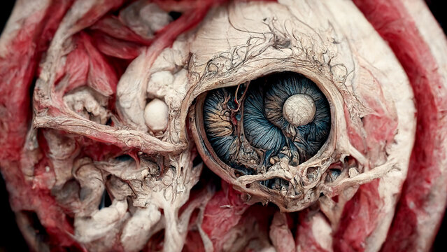 Teratoma, or dermoid cyst, generative ai illustration