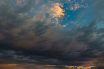 Dramatic cloudscape at sunrise. Morning sky view. Storm concept photo