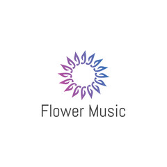Flower music logo design template