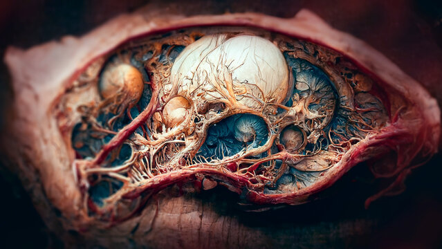 Teratoma, or dermoid cyst, illustration