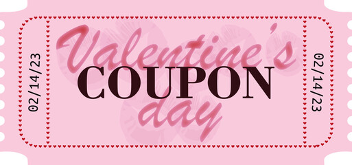 Valentine's day ticket coupon valentine's day decorations pink red kiss winter online commerce online store event invitation valentines day 2024 - obrazy, fototapety, plakaty