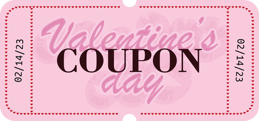 Valentine's day ticket coupon valentine's day decorations pink red kiss winter online commerce online store event invitation valentines day 2024