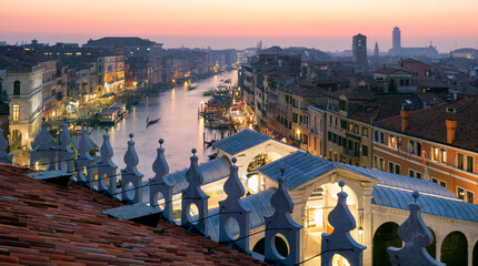 Venezia. Veduta del Canal Grande con Ponte di Rialto da Fondego dei Tedeschi