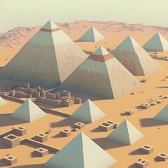 Fototapeta na wymiar Pyramids of Giza, Egypt :3D Isometric Famous World Landmarks