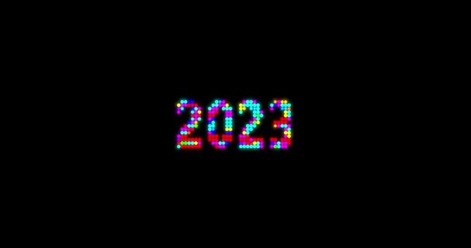 2022 to 2023 New Year holiday animation. New year 4K resolution animation with glitch effect.