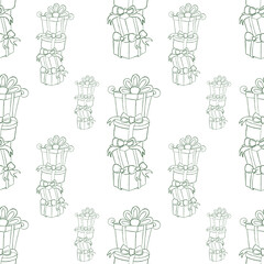 Seamless pattern with the image of Christmas boxes. Christmas pattern for textiles, wallpaper, for wrapping paper.