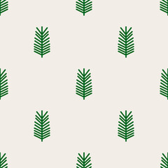 Fototapeta na wymiar Christmas tree fir branches seamless minimal pattern.