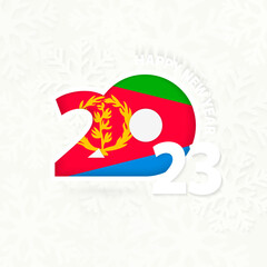 New Year 2023 for Eritrea on snowflake background.
