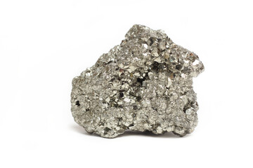 Iron Pyrite Close up on White Background Fools Gold