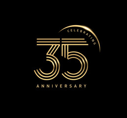 35 years anniversary celebration logotype. elegant modern number gold color