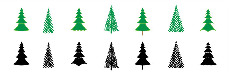 Christmas tree icon. Christmas tree icon set. Fir tree collection with different style. Fir tree symbol and sign. Vector illustration.