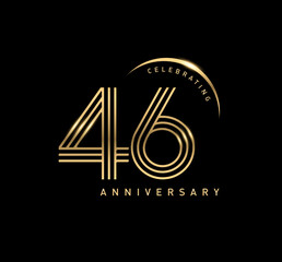 46 years anniversary celebration logotype. elegant modern number gold color